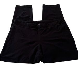 Eileen Fisher Pull On Elastic Waistband Pants Viscose Nylon Black Large Petite
